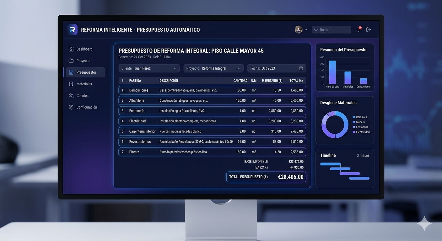Automatizar presupuestos de reformas con software inteligente