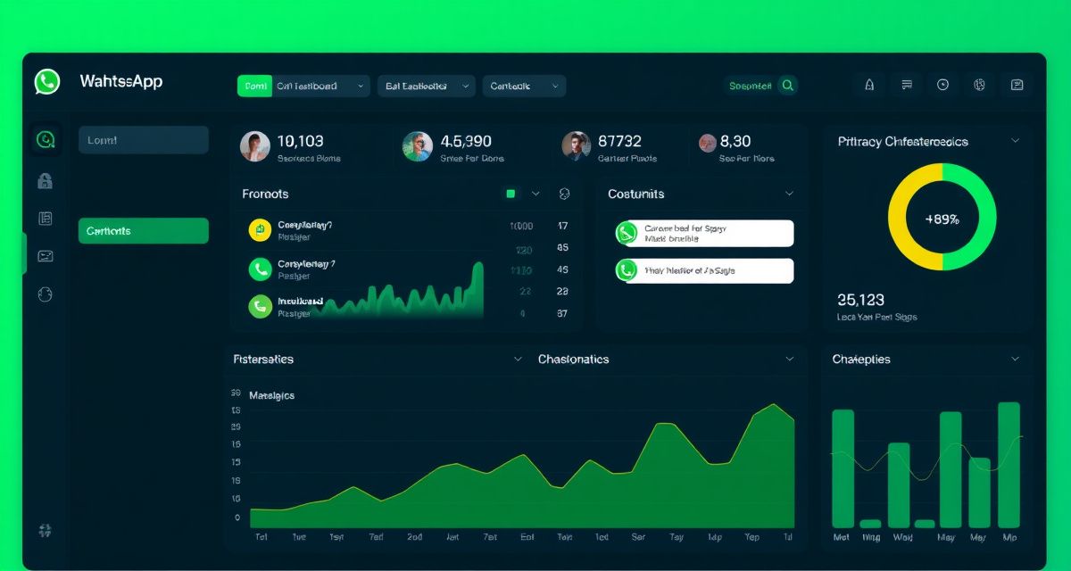 Dashboard CRM con conversaciones de WhatsApp automatizadas y métricas de chatbot