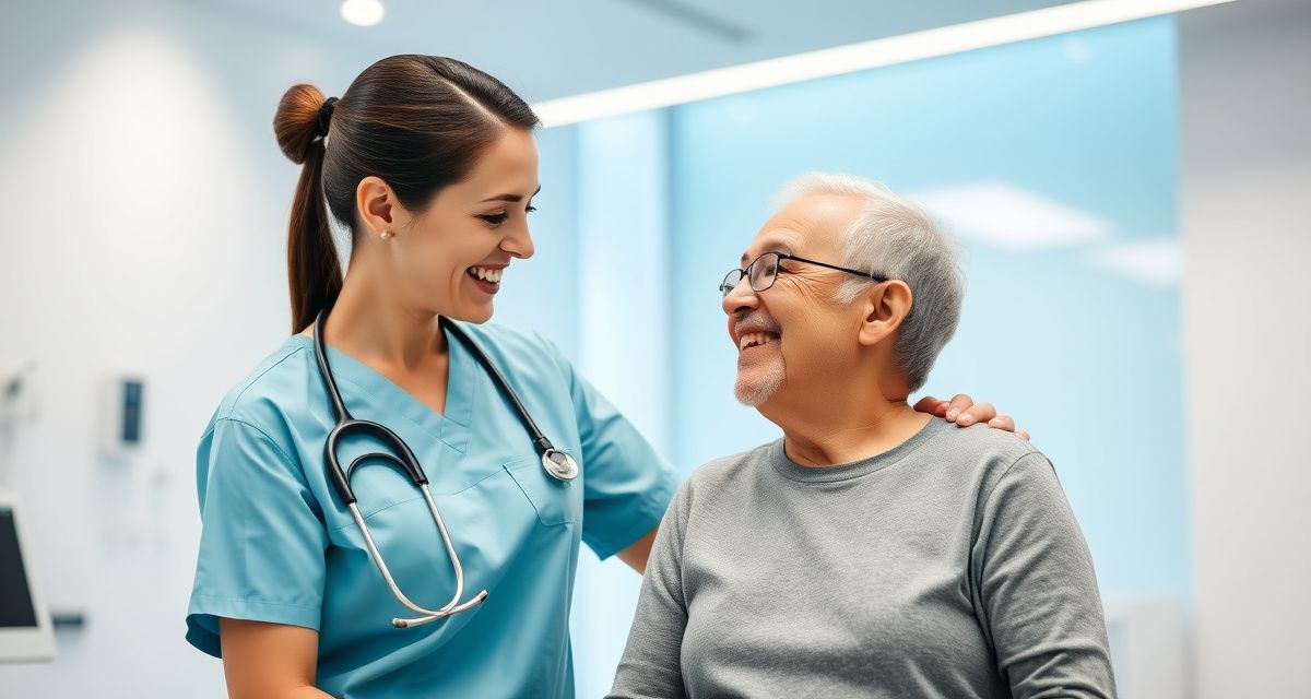 Paciente satisfecho en clínica de fisioterapia moderna con gestión automatizada de citas