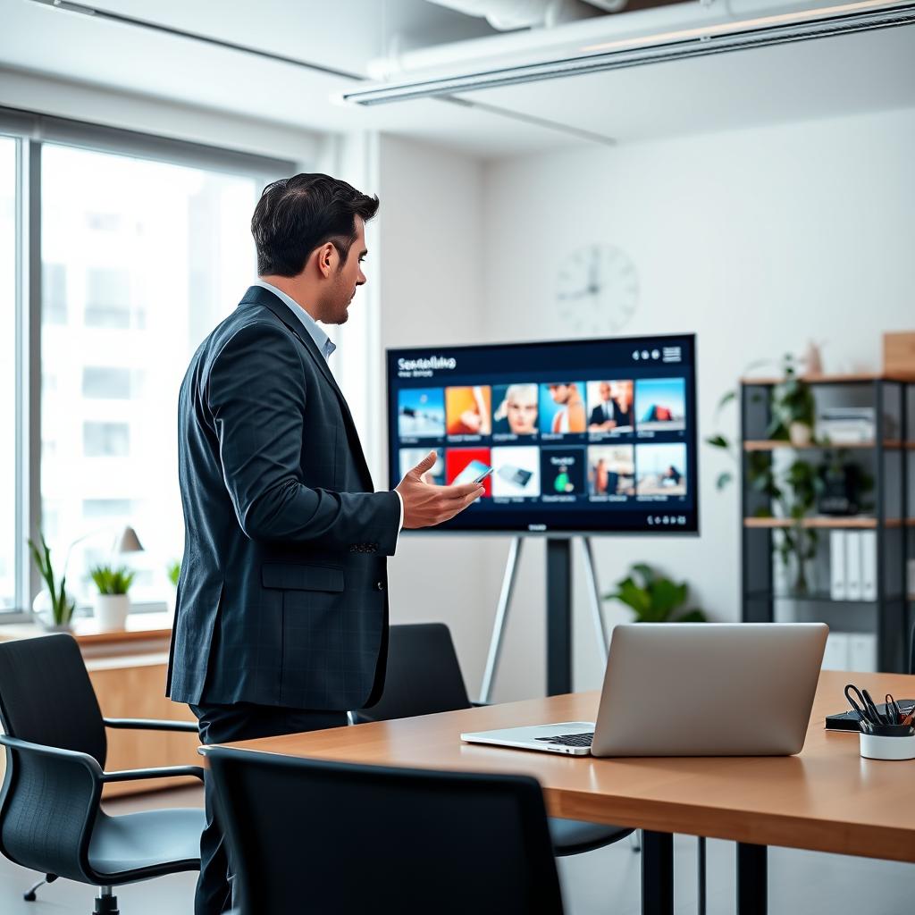 Portal B2B distribuidores industriales: reunión de negocio con catálogo digital para clientes profesionales