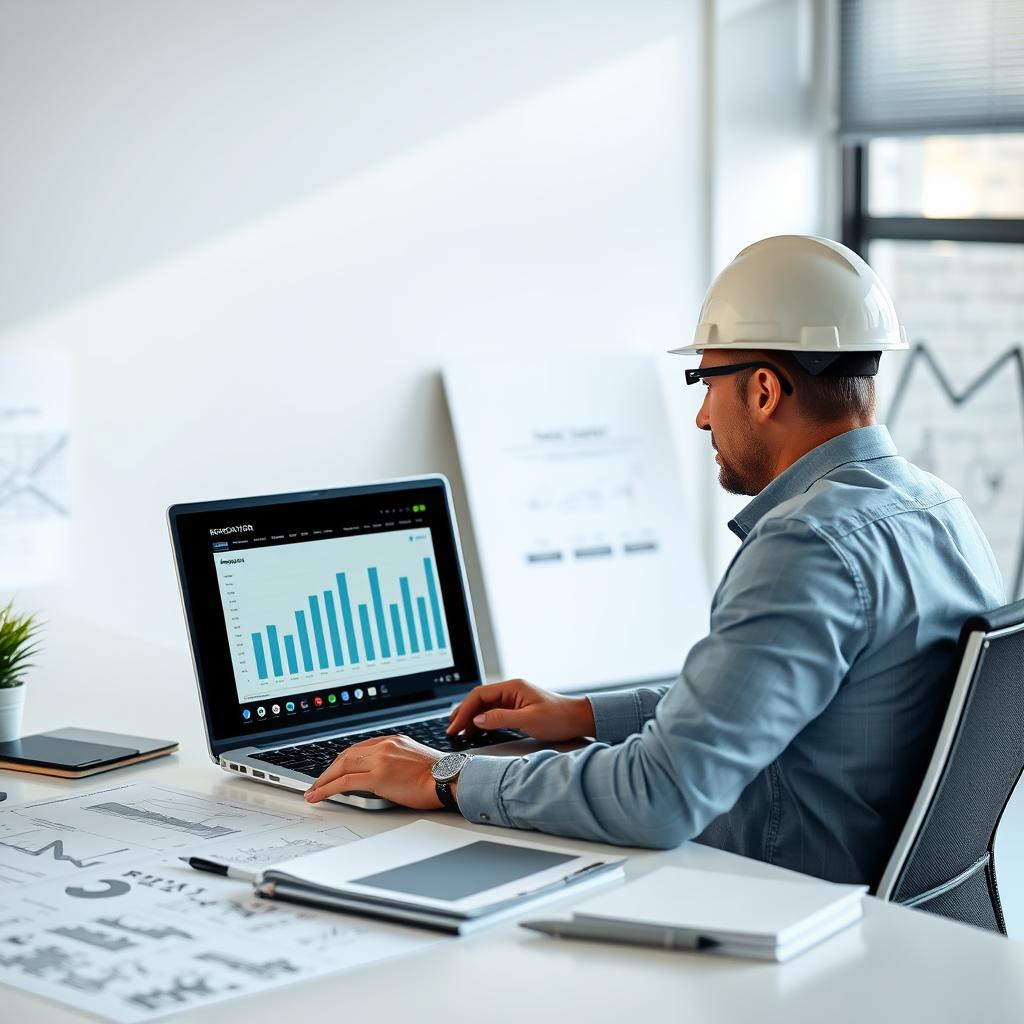 Presupuestos automáticos para reformas: arquitecto revisando propuesta en oficina moderna