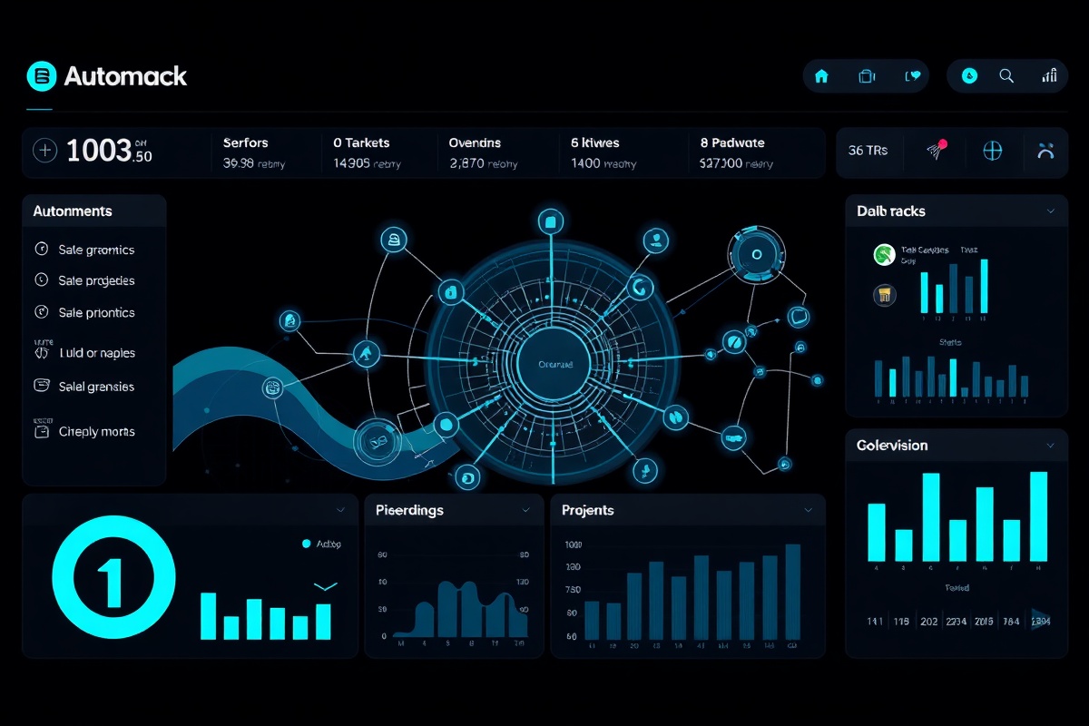 Dashboard de automatización para pymes con agente IA conectando distintos sectores