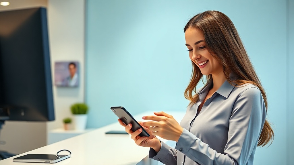 Recepcionista clínica privada Madrid confirmando citas automáticas por WhatsApp con NexoraSuite