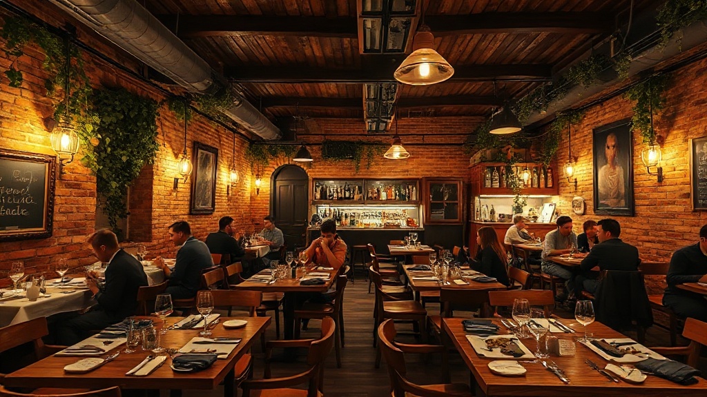 Chatbot para restaurantes Gràcia Barcelona: interior de restaurante barcelonés lleno de clientes con sistema de reservas automáticas