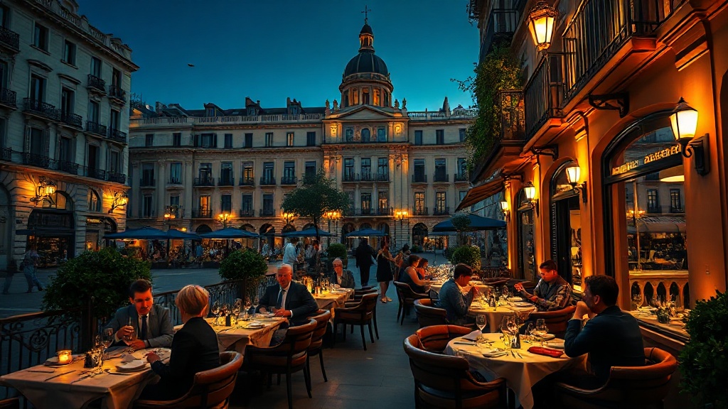 Chatbot para restaurantes Madrid: terraza de restaurante madrileño llena de clientes gracias a sistema de reservas automáticas