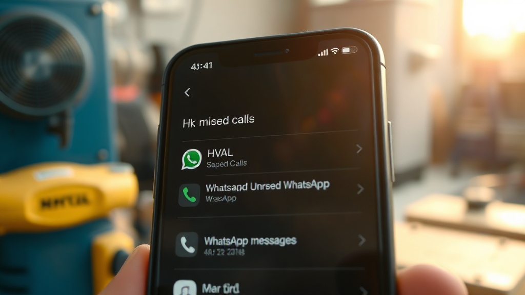 Smartphone con llamadas perdidas de clientes de servicio técnico aire acondicionado en verano