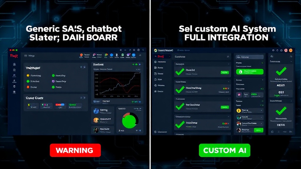 Comparativa visual entre plataforma de chatbot genérica y sistema integrado propio para WhatsApp