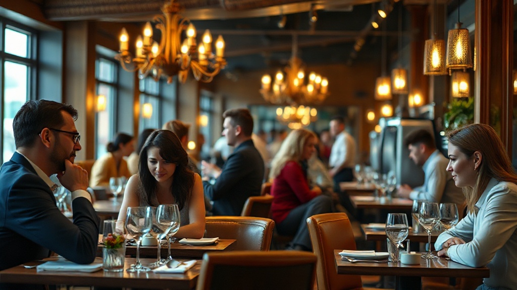 Restaurante lleno con todas las mesas ocupadas gracias a sistema de reservas automáticas