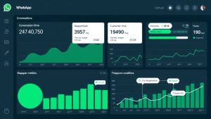Dashboard con métricas y resultados de automatización de WhatsApp Business en empresa