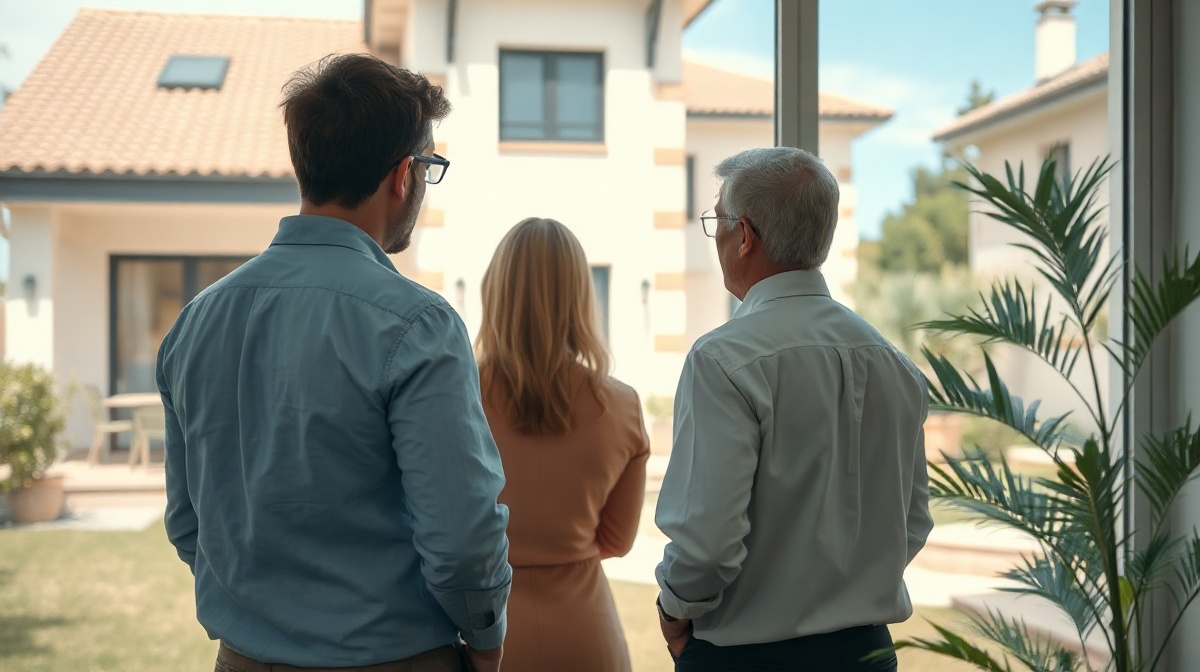Agente inmobiliario en Málaga con cliente mirando propiedad