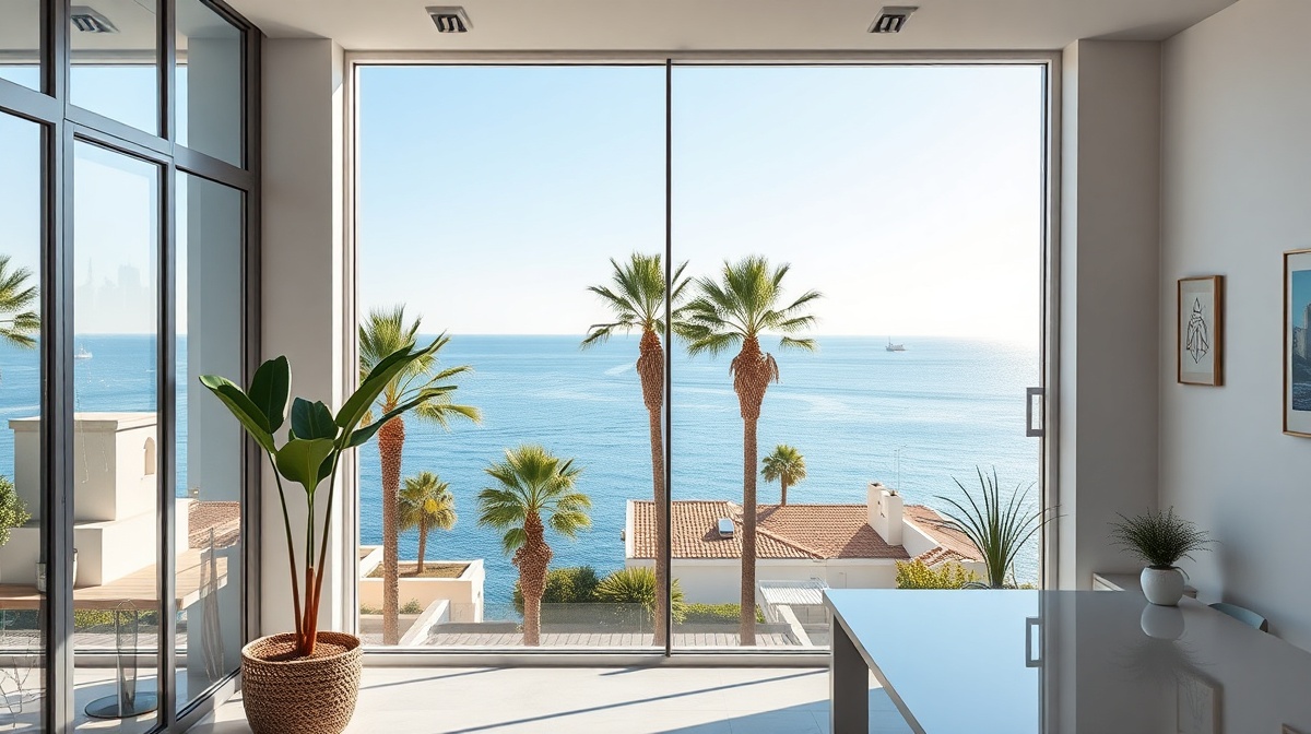 Automatización IA inmobiliaria Málaga: oficina con vista al mar