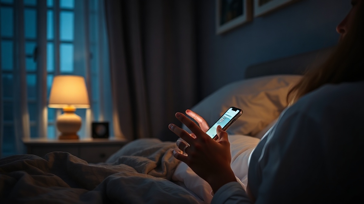 Cliente revisando consulta inmobiliaria fuera de horario de noche